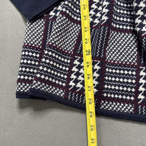 Talbots Cardigan Womens Large Houndstooth Checked Merino Wool Open Draped Front - Picture 5 of 14
